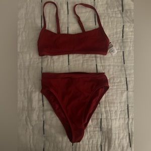 NWOT L SPACE red high waist bikini S